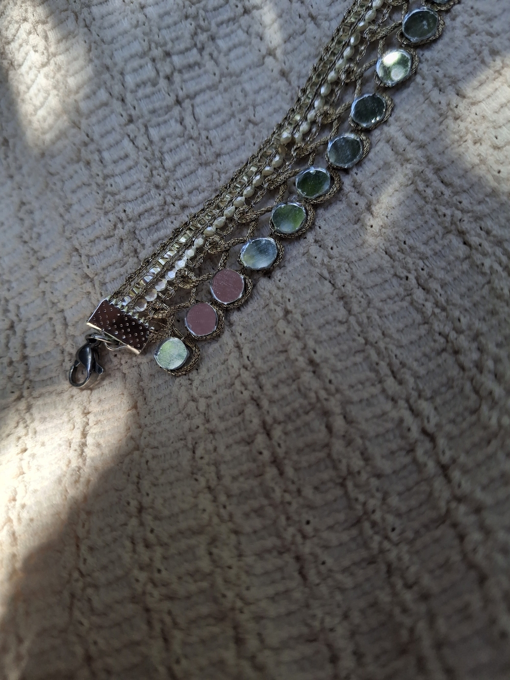 Handmade Gold Silver Boho Mirror Sequin Layered Choker Necklace Festival Party - Picture 7 of 8